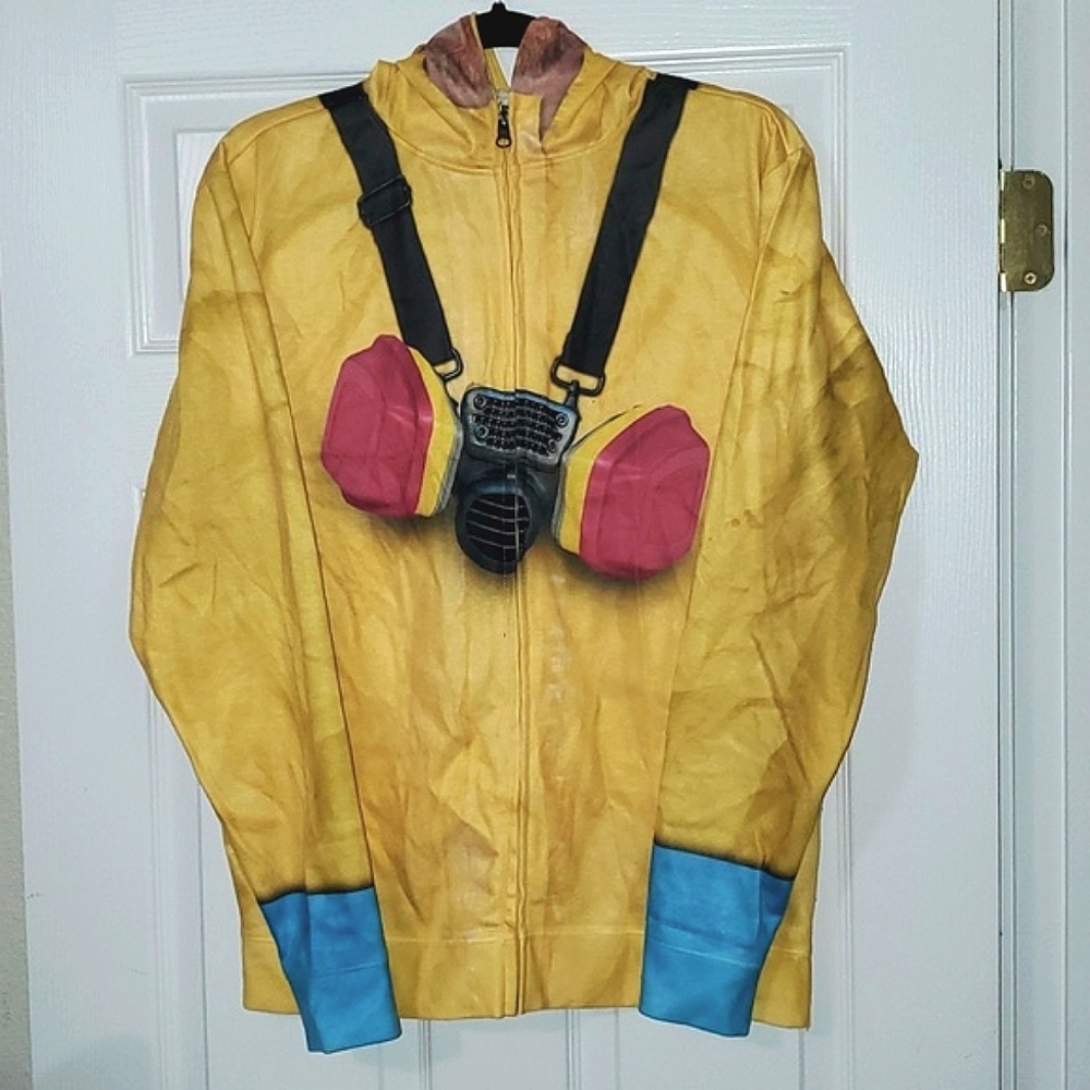 Faux Real Breaking Bad Walter White Full Face Sublimated Zip Hoodie Men's Sz Med